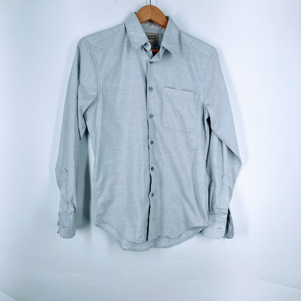Naked & Famous Men's Regular Oxford Heathered Long Sleeve Shirt‎ Size S